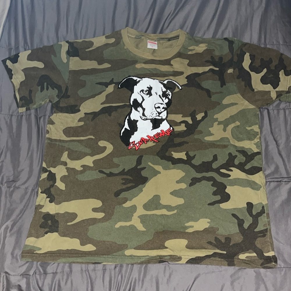 Supreme Pitbull Woodland Camo Tee SS20 Adult Size XL Streetwear Dog Skater USA